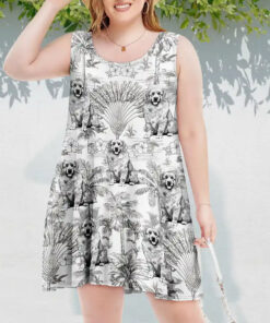 Alternative view of Chinoiserie Toile Dog Tropical Pattern - Personalized Sleeveless Tank Dress