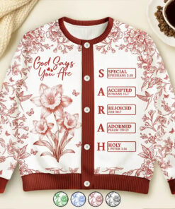 God Says I Am Toile De Jouy Flower - Personalized Cardigan