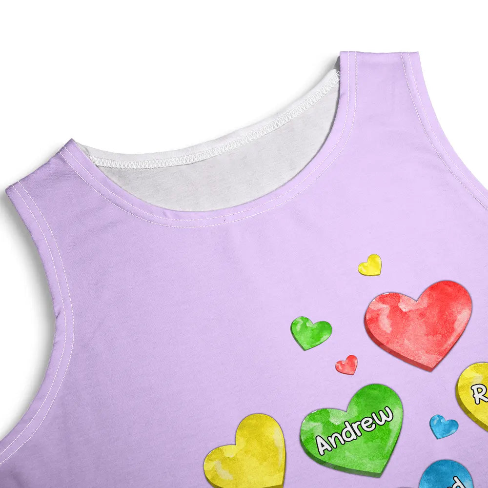 Colorful Flower Heart Grandma - Personalized Sleeveless Tank Dress - Image 5