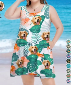 Custom Photo Funny Human Pet Face - Personalized Sleeveless Tank Dress